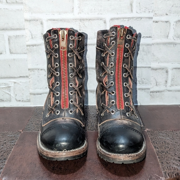 Freebird Liverpool Boot Size 9 RED ZIPPER Distressed Brown - Picture 2 of 11